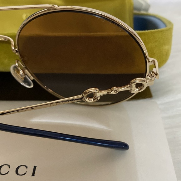 New Authentic Gucci Sunglasses GG0878S 003 59 Horsebit Oversized Round - Picture 6 of 12